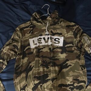 Levi's Green and Brown Camouflage Hoodie